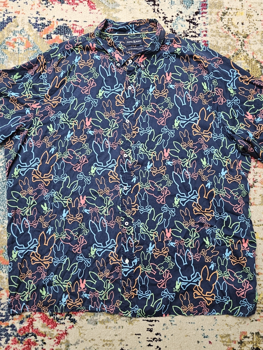 Psycho Bunny Barrett Allover Print Button-up Shirt Men's 4XLT Tall
